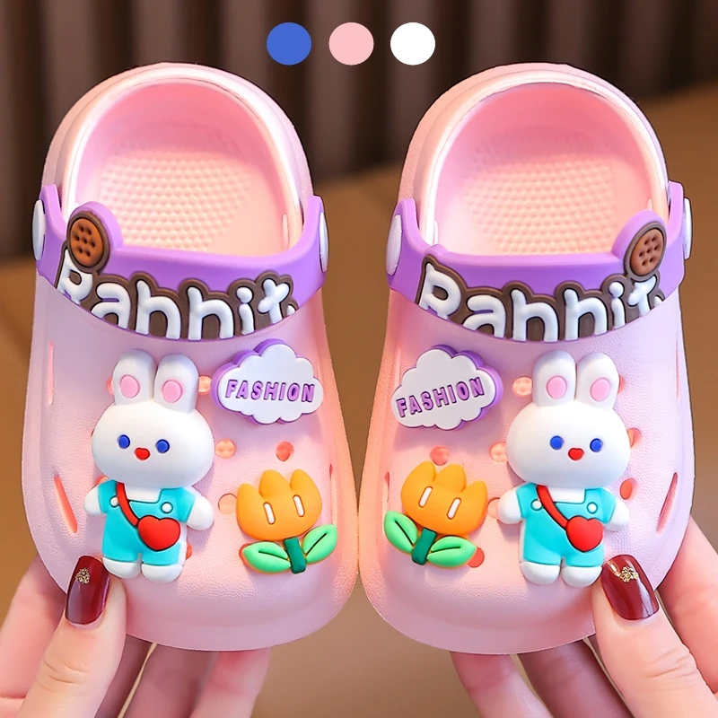 

Summer Children Clogs Shoes Cute Cartoon Animal Kids Garden Sandals Boys Girls Lightweight Beach Sandal Breathable Baby Slippers