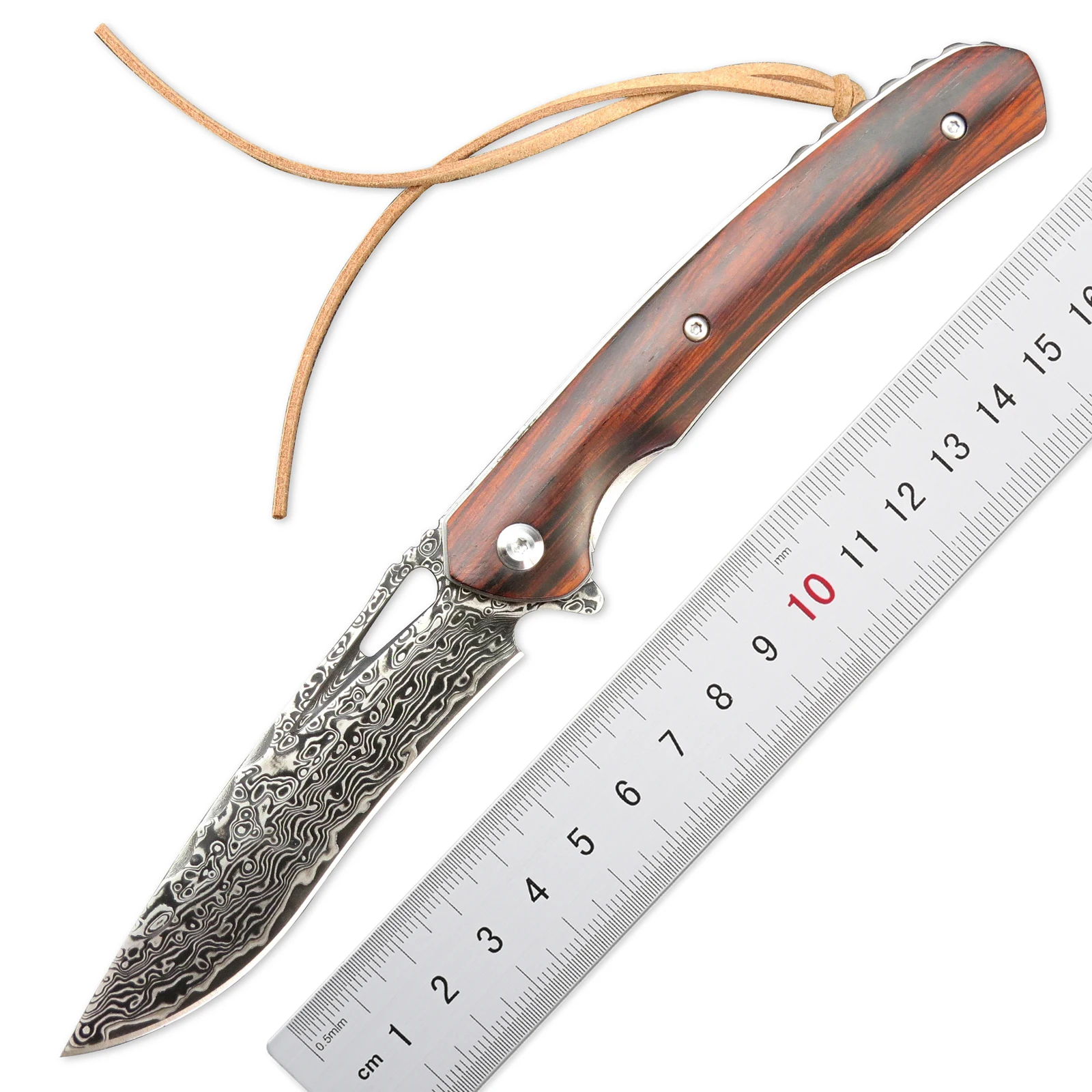 Sitivien ST249 Folding Knife Damascus Blade Dalbergia Handle Ball Bearing EDC Tool Knife for Outdoor Working  Camping Collection