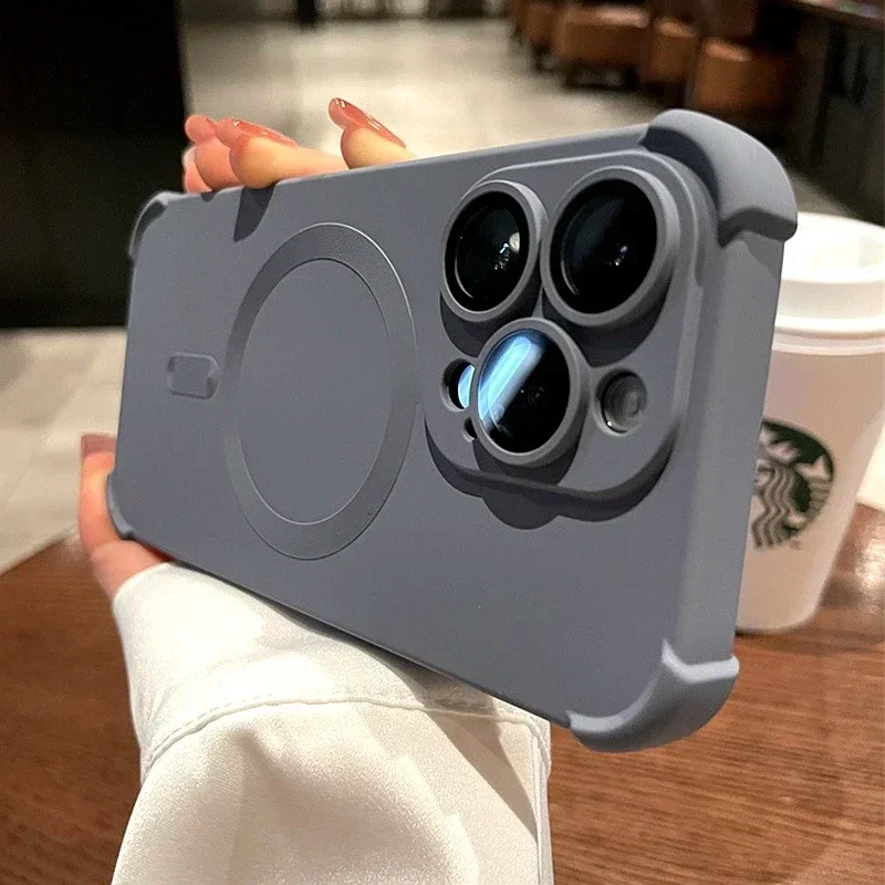 حافظة ناعمة مضادة للصدمات لهاتف آيفون 17 برو 16 15 13 12 14 برو ماكس 16 بلس لهاتف Magsafe غطاء حماية عدسة الشحن اللاسلكي
