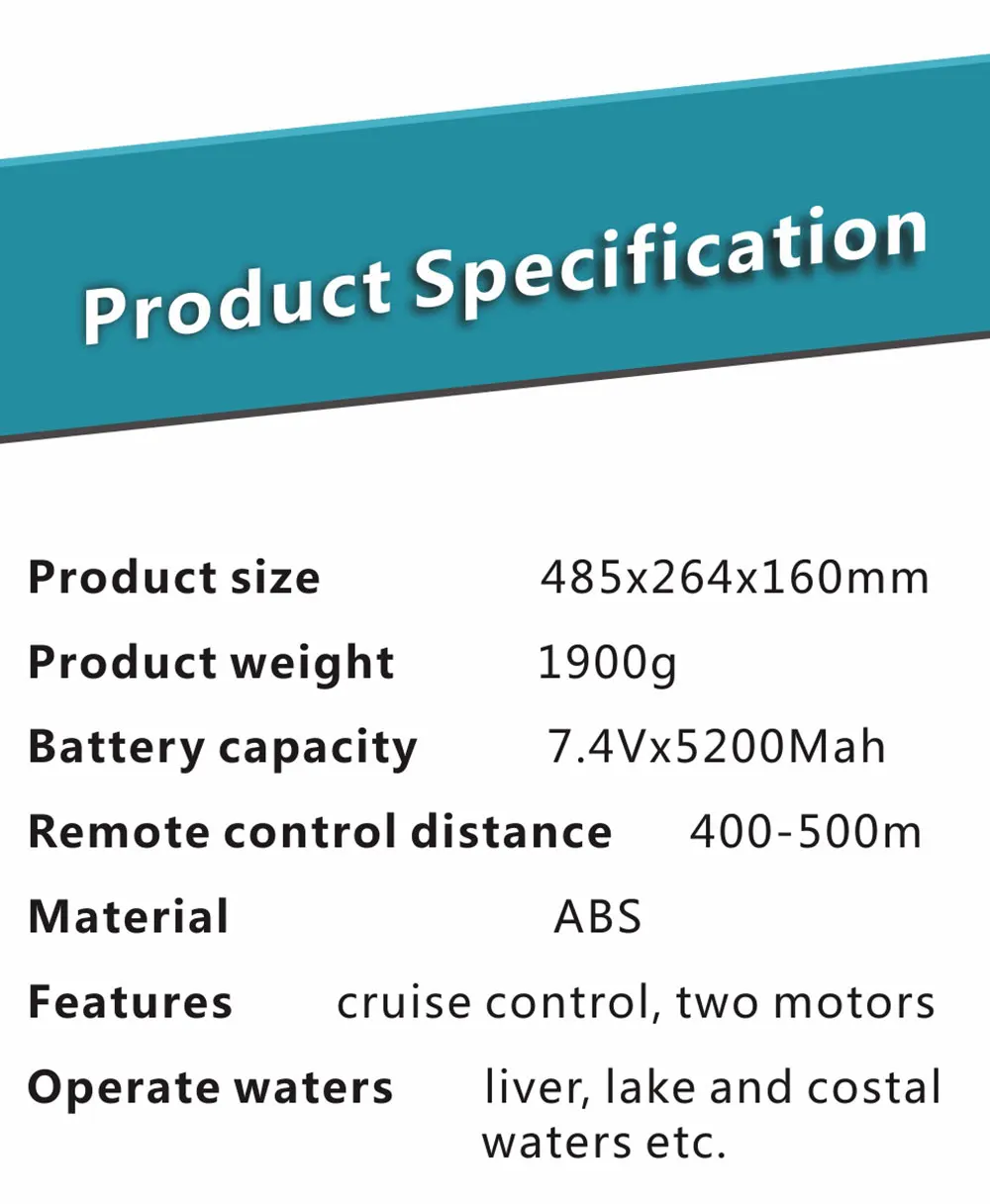 เรือเหยื่อพร้อมตําแหน่ง GPS เรือสําราญอัตโนมัติด้วยปุ่มเดียวและอายุการใช้งานแบตเตอรี่ยาวนาน เรือเหยื่อตกปลา