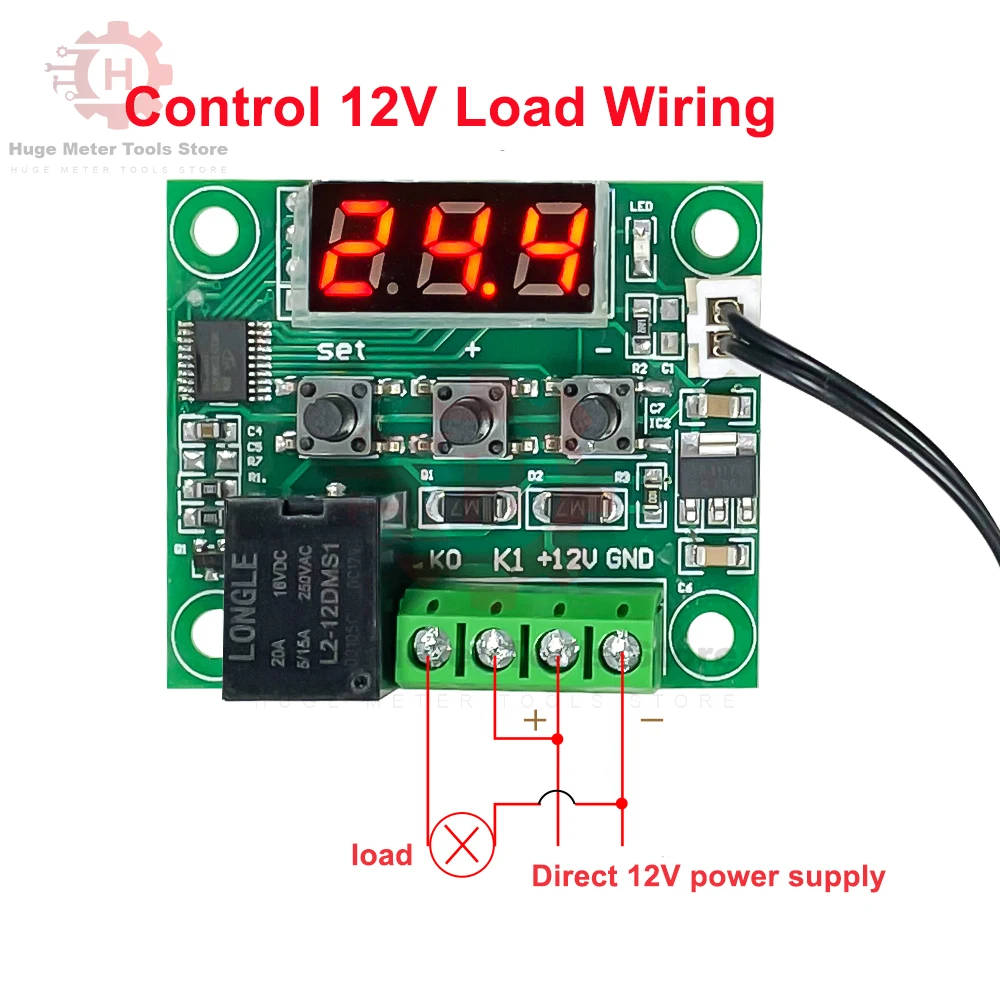 W1209 DC 12V High Precision Digital Thermostat Module With NTC Waterproof Sensor Probe Temperature Control Range thermo senso