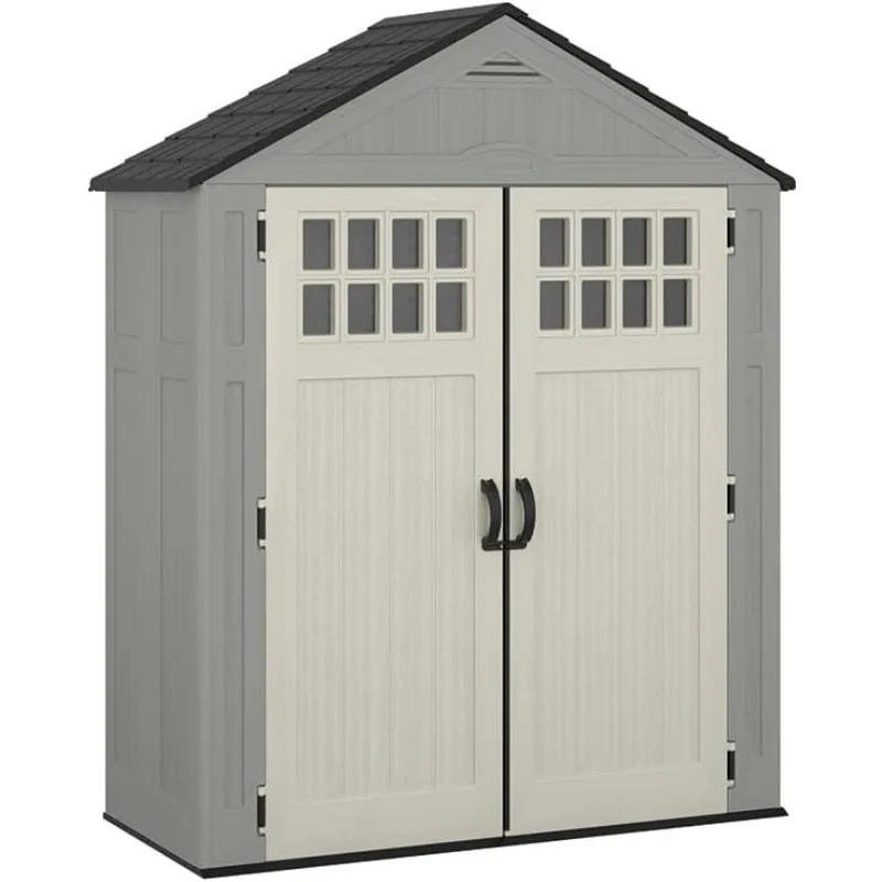 

BMS6312D Everett 6' x 3' Heavy-Duty Resin Outdoor Pad-Lockable Double Doors and Windows All-Weather Shed for Yard Storage