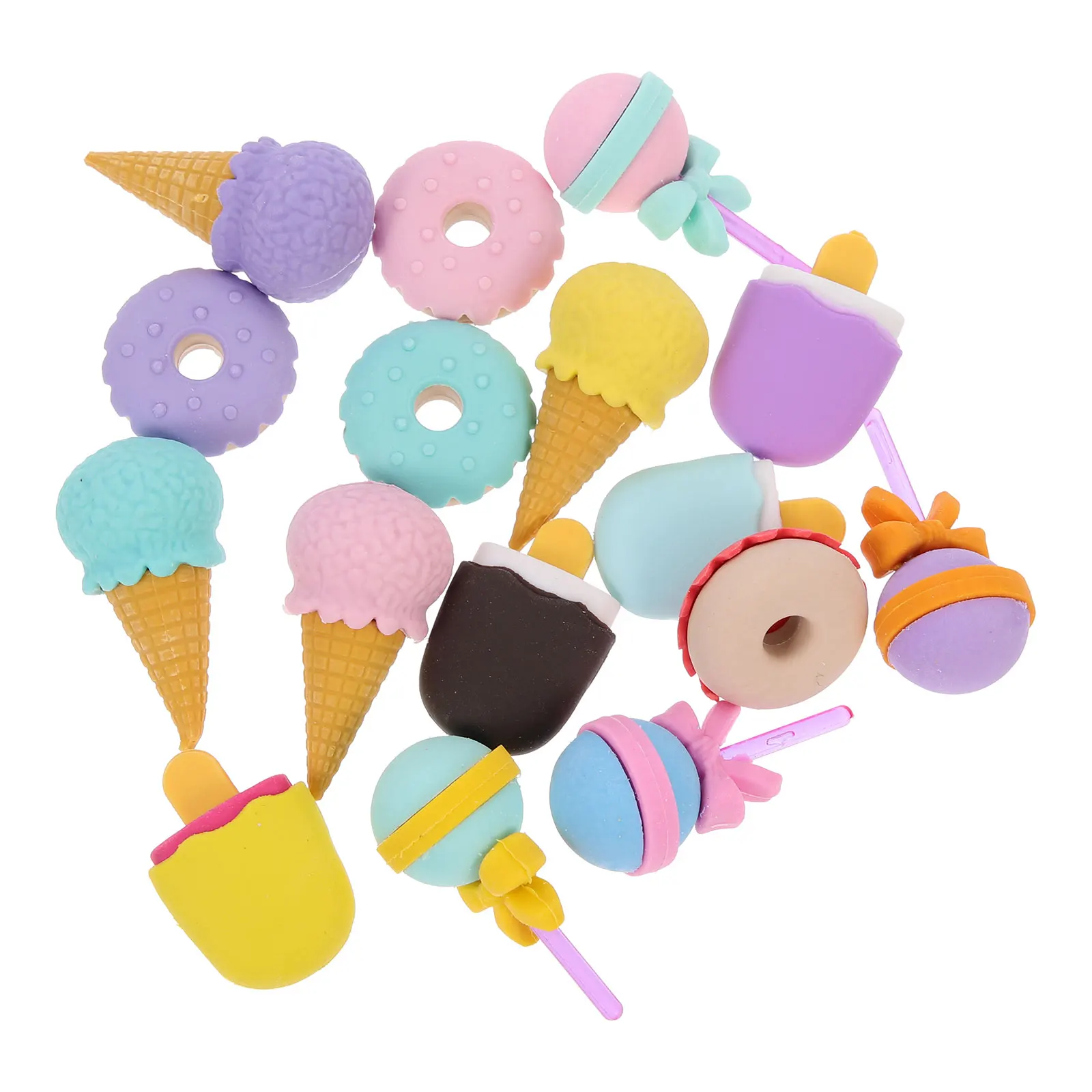 16 Pcs Dessert Eraser Student Erasers Classroom Novelty Kawaii Tpr Cute Decorations