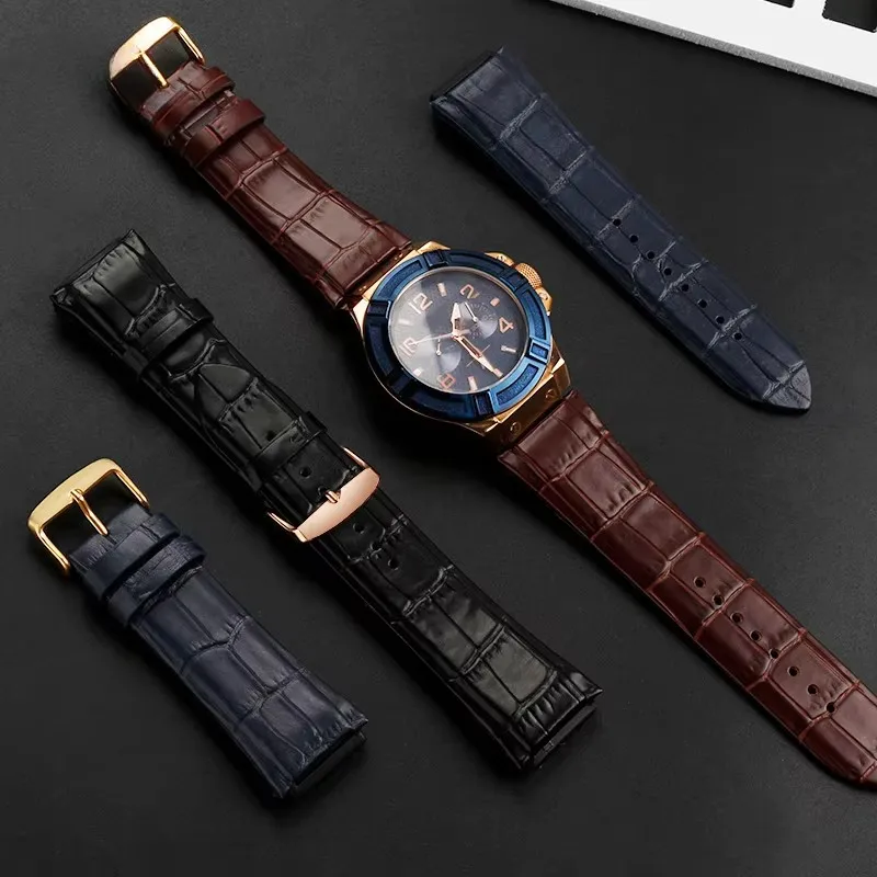 Genuine Leather Watch Strap For GUESS W0040G3 W0247G3 W0040G7 Series Cowhide Watchband Men's Wrist band Blue Bracelet 22mm