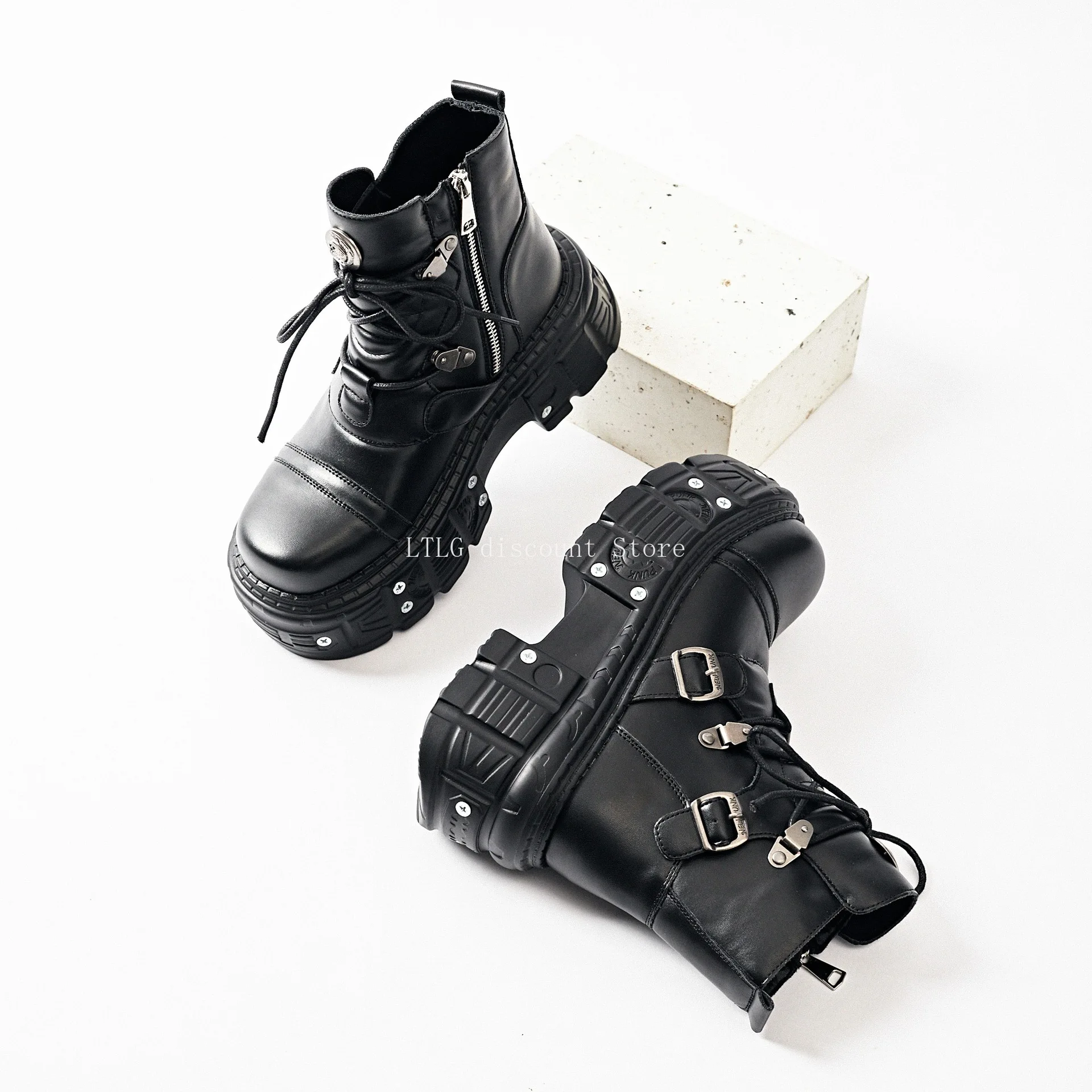 Damen Herbst Stiefeletten, Bottes Femmes, Stiefel 2025, Frau, Botines De Mujer Gothic Stiefel Dicke Basis Höhe Erhöhen