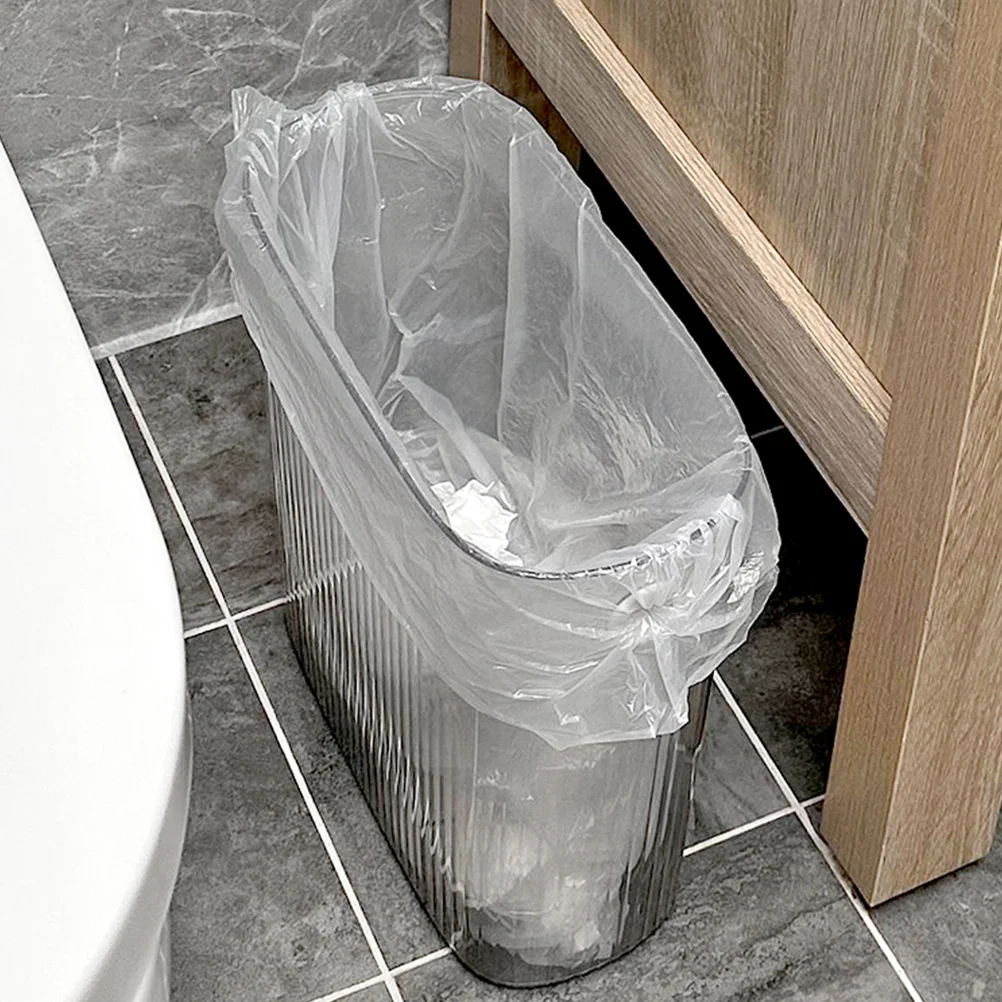 

Versatile Use Transparent Gray Trash Can No Press Ring Design for Kitchens Bathrooms Bedrooms Stylish Slim Waste Management