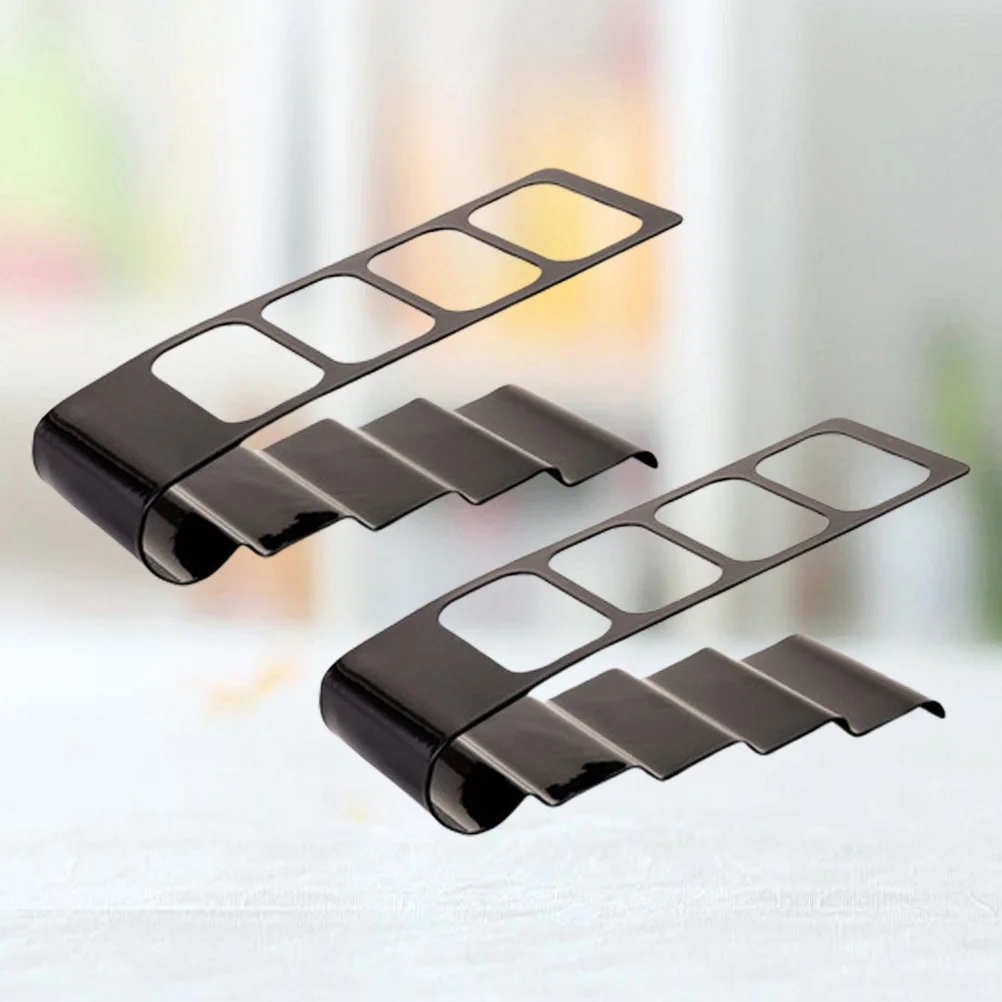 

2Pcs Remote Control Organizer Rack Black Iron Frame 4 Grids Desktop Holder Bottle Stand Storage for Home Office Shop