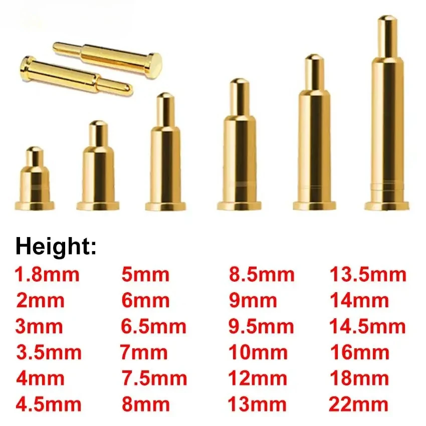 10pcs SMT DIP Pogo Pin Connector Pogopin Battery Spring Load Contact PCB 2 3 4 5 6 7 8 9 10 12 14 15 16 22mm Test Spring Probe