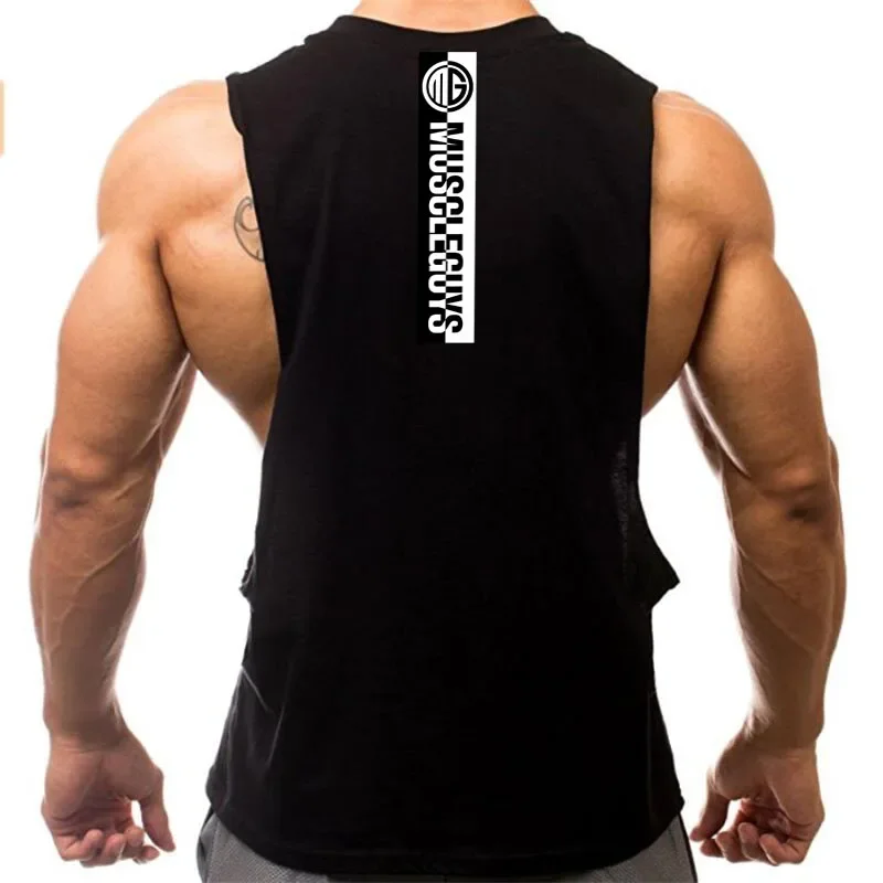 New Mens Brand Sleeveless Shirts Workout Fashion Vest Gym Clothing Cool Tank Top Training Fitness Sporting Singlets