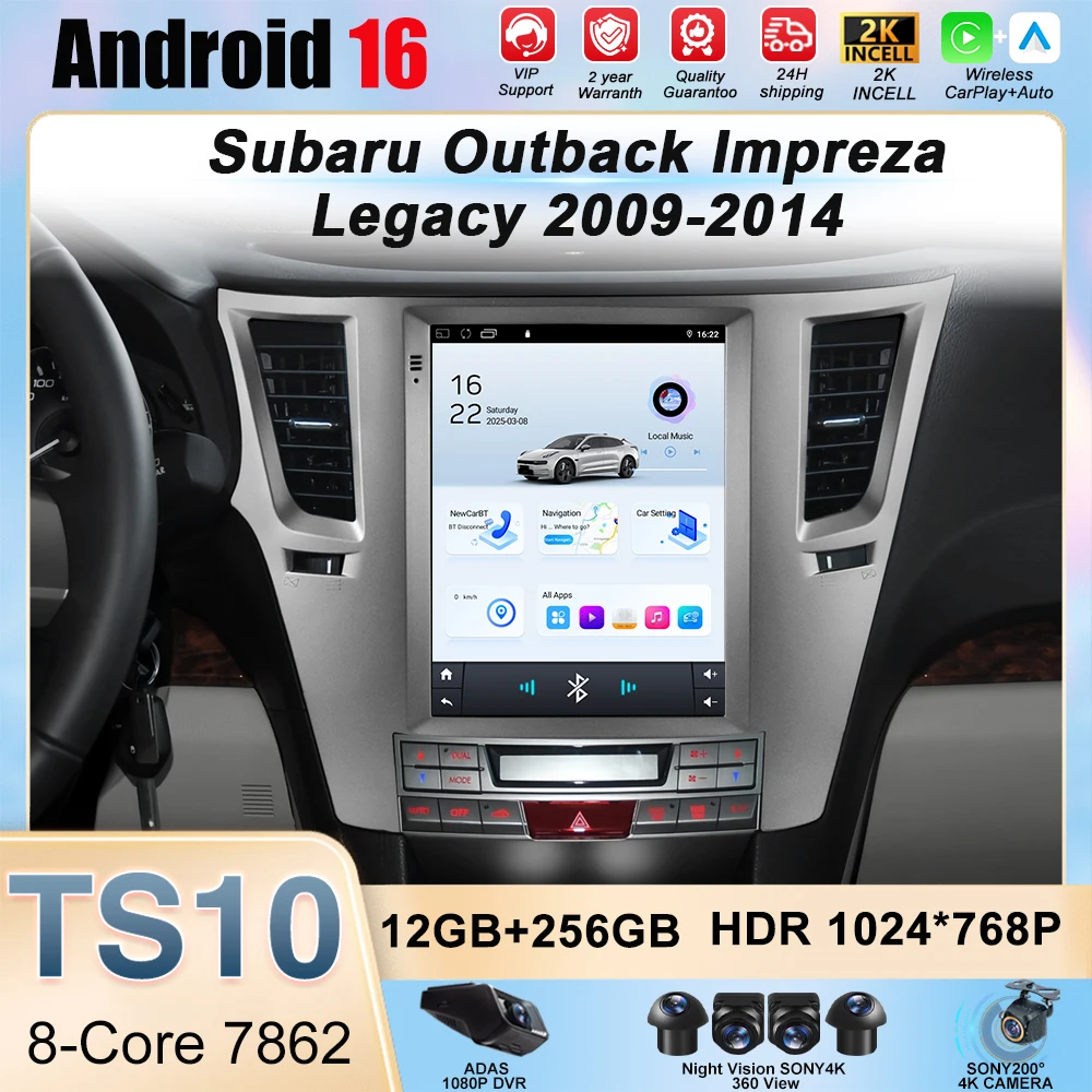 Android 16 For Subaru Outback Impreza Legacy 2009-2014 9.7 Inch Car Radio Stereo Multimedia Player GPS Navigation 2 Din Head CPU