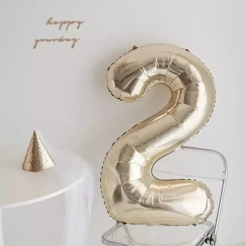 Digital Number Balloon for Kids, Happy Birthday, Number 5, 6, Light Golden, Baby Shower, Anniversary, 100 Days