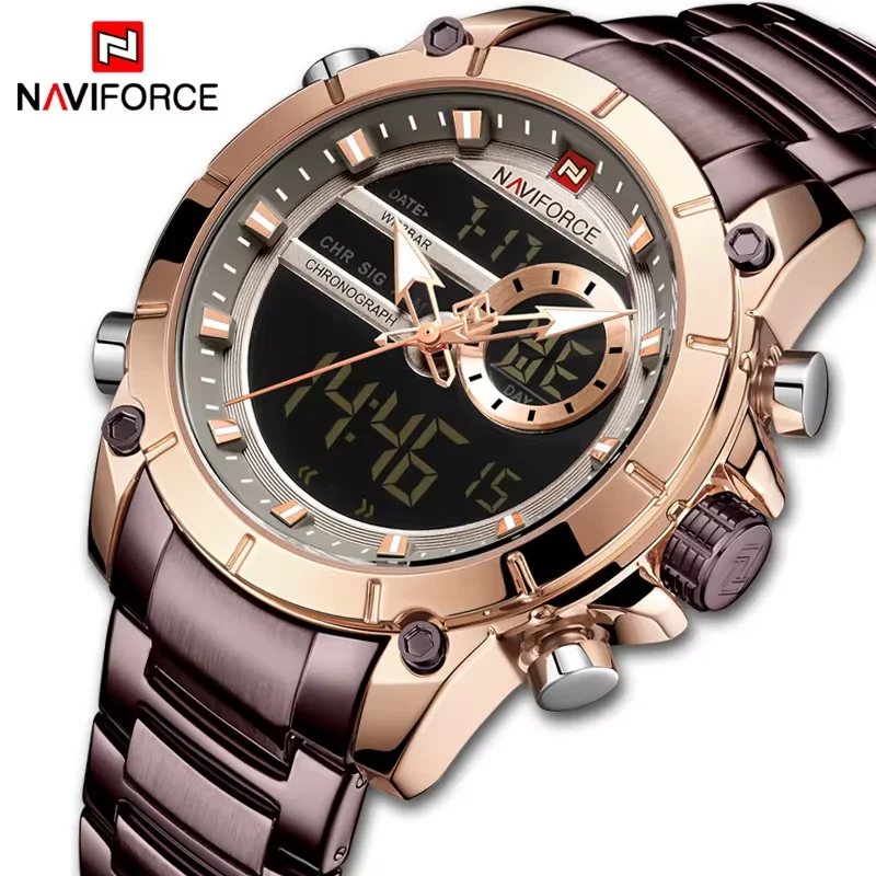 NAVIFORCE Orologio da polso sportivo originale di lusso per uomo Orologi di moda digitali impermeabili Maschile Relogio Masculino 9163 Shiping