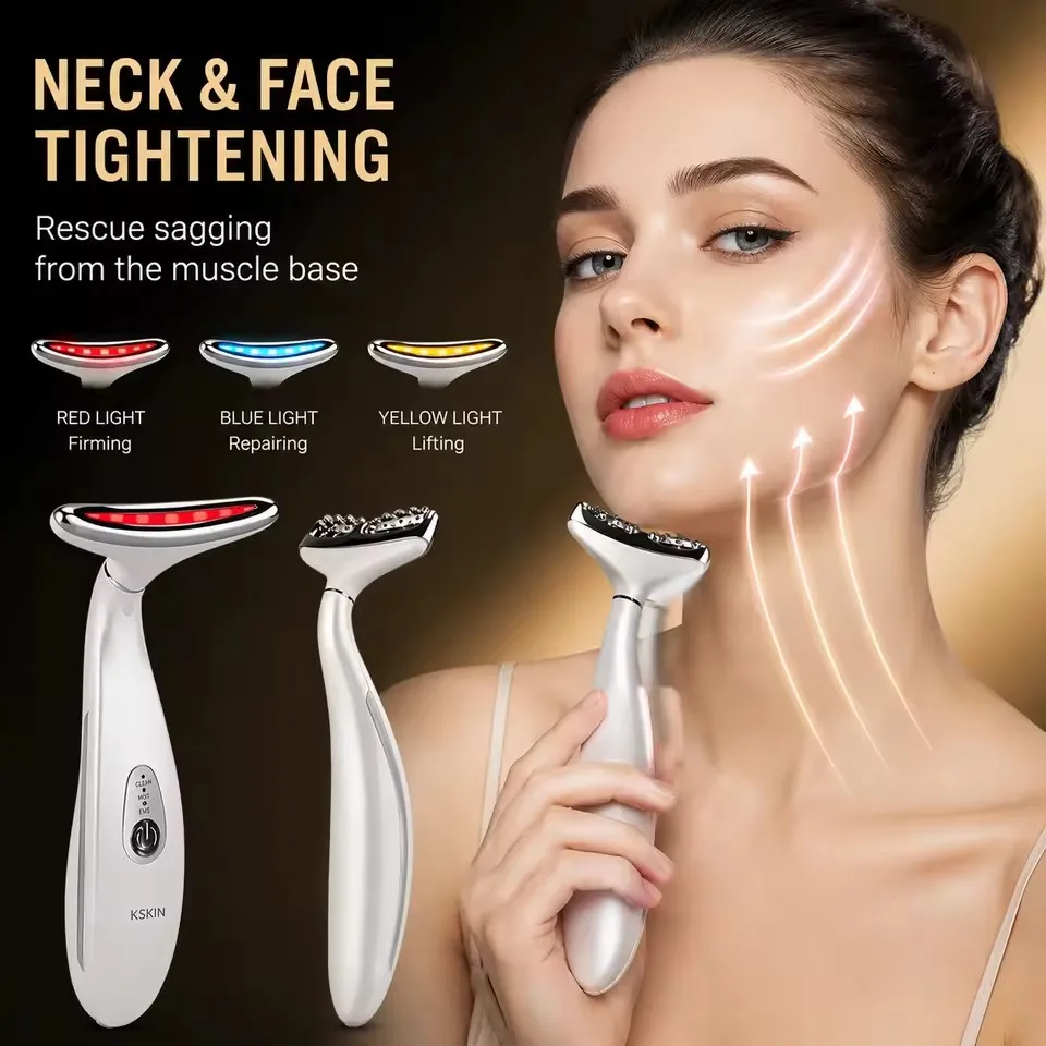 Wireless 2in1 Neck Face Massage Lifting Micro-current Facial Firm Anti-Wrinkle Anti-Aging Skin Rejuvenation Beauty Equipment