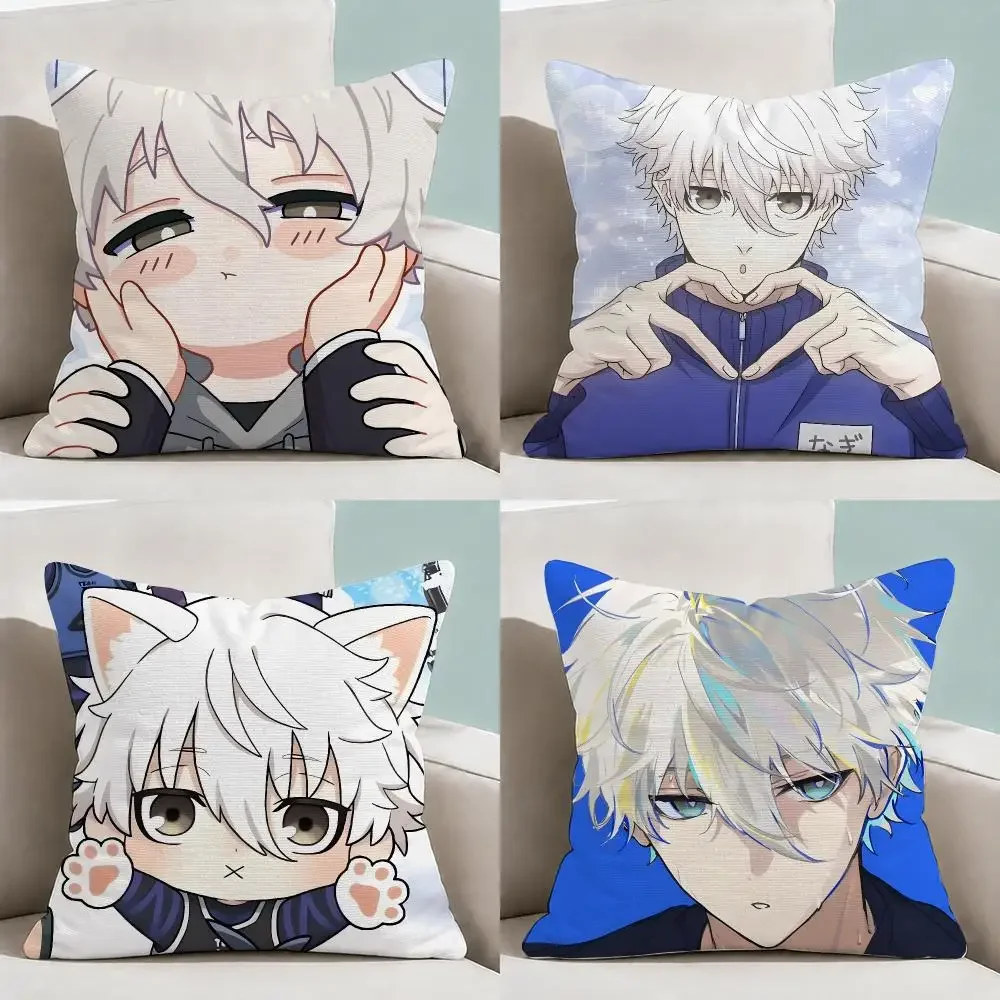 Anime Seishiro Nagi Blue Lock Cushion Cover  Throw Pillow Soft Short Plush Cozy Durable Colorfast Sofa Bedroom Home Decor Gift