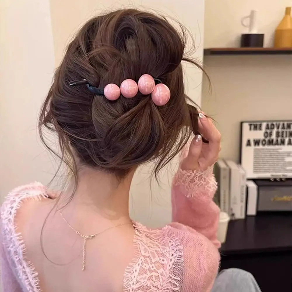 여아용 달콤한 진주 트위스트 헤어 클립, 단색 부드러운 머리띠, 헤어 장식