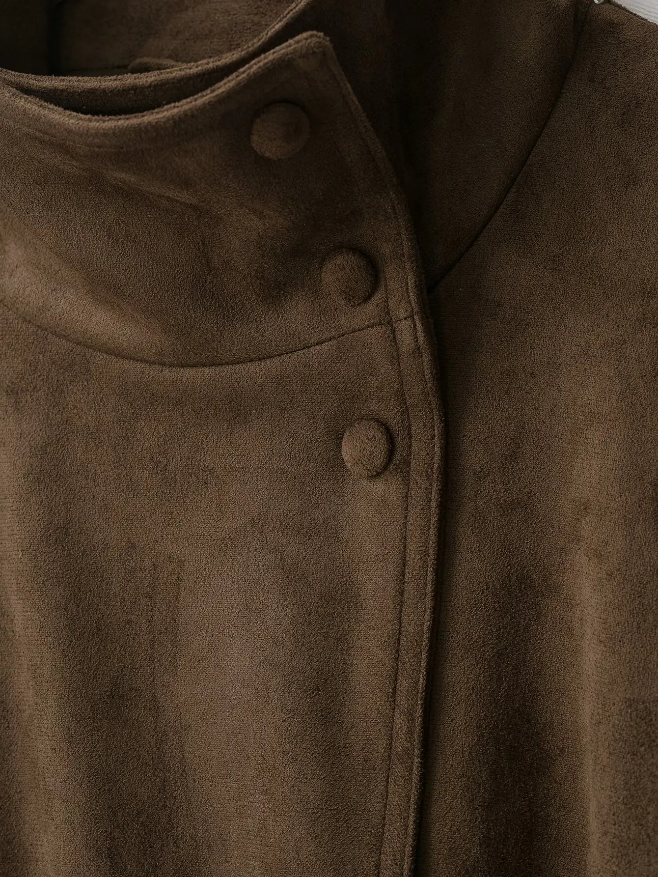 TFMLN Damen Wildlederjacke, Modischer Stehkragen, Gürtel, Locker Geschnittene Oberbekleidung, Herbst-Winter Freizeitjacke, Einfarbig, Vintage-Stil 2026 – Detail 13