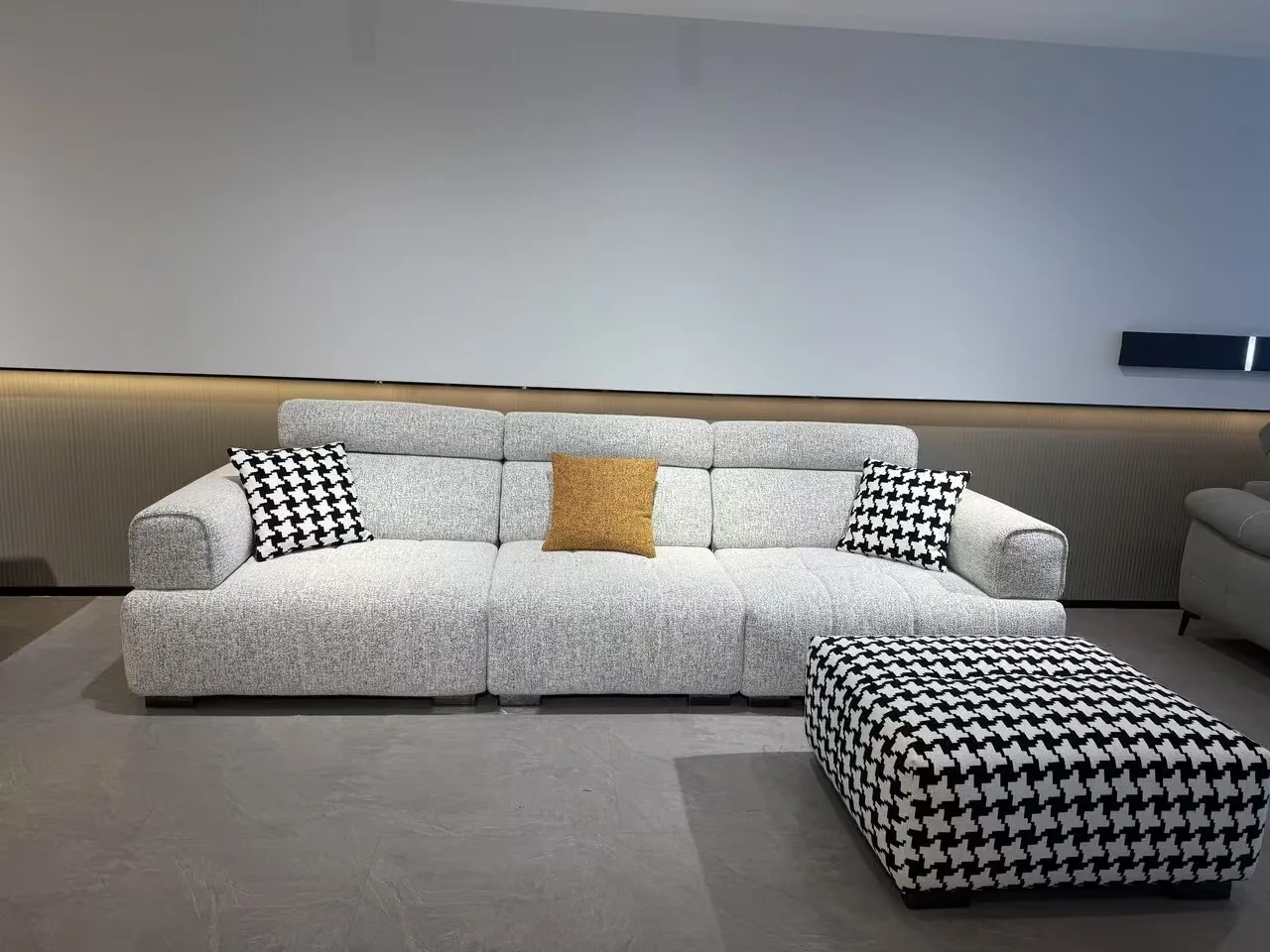 @！Newest Fabric Modern Sofas for Living Room Linen Fabric Sofa Straight Shaped Sectional Modular Couches Living Room Sofas