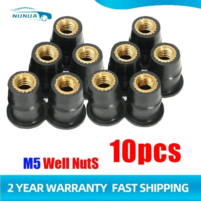 10Pcs M5 5mm Metric Rubber Well Nuts Windscreen Windshield Fairing Cowl Fastener For Honda For Suzuki Auto Motorbike Off-road