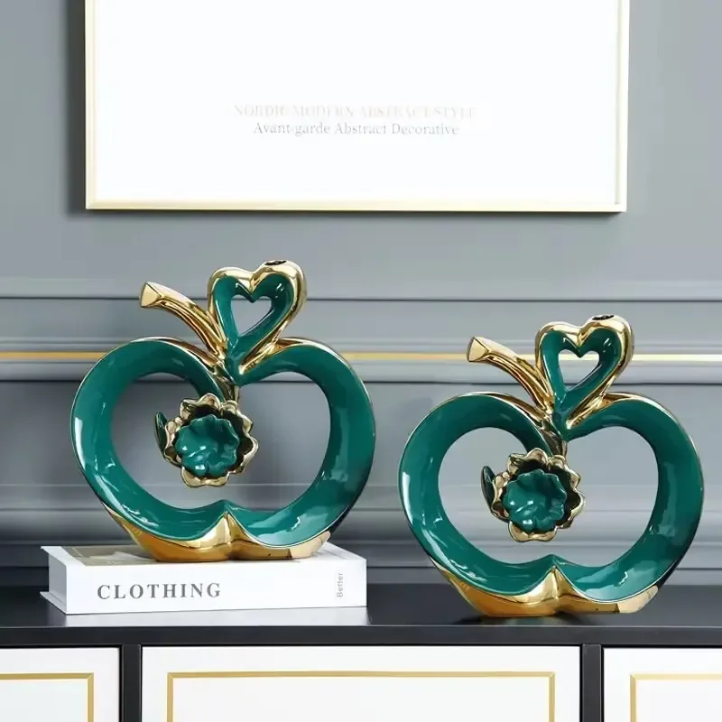 Ceramic Handicraft Ornaments Love Flowers Silver Simulation Fruit Abstract Hollow Modern Home Decoration