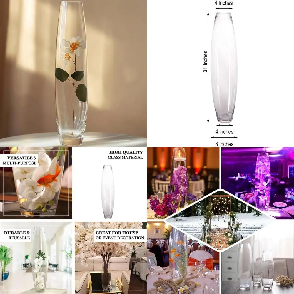 

Tall Clear Cylinder Glass Vase for Floor Table Décor, 31 Inches Tall, Ideal as Centerpiece for Home Decor