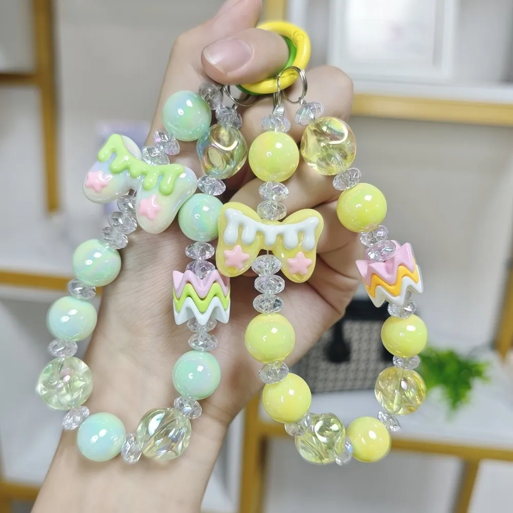 

Phone Case Pendant Capyabra Beaded Phone Chain Bow Sweet Bead Phone Pendant Short Cute Phone Wrist Strap Mobile Phone