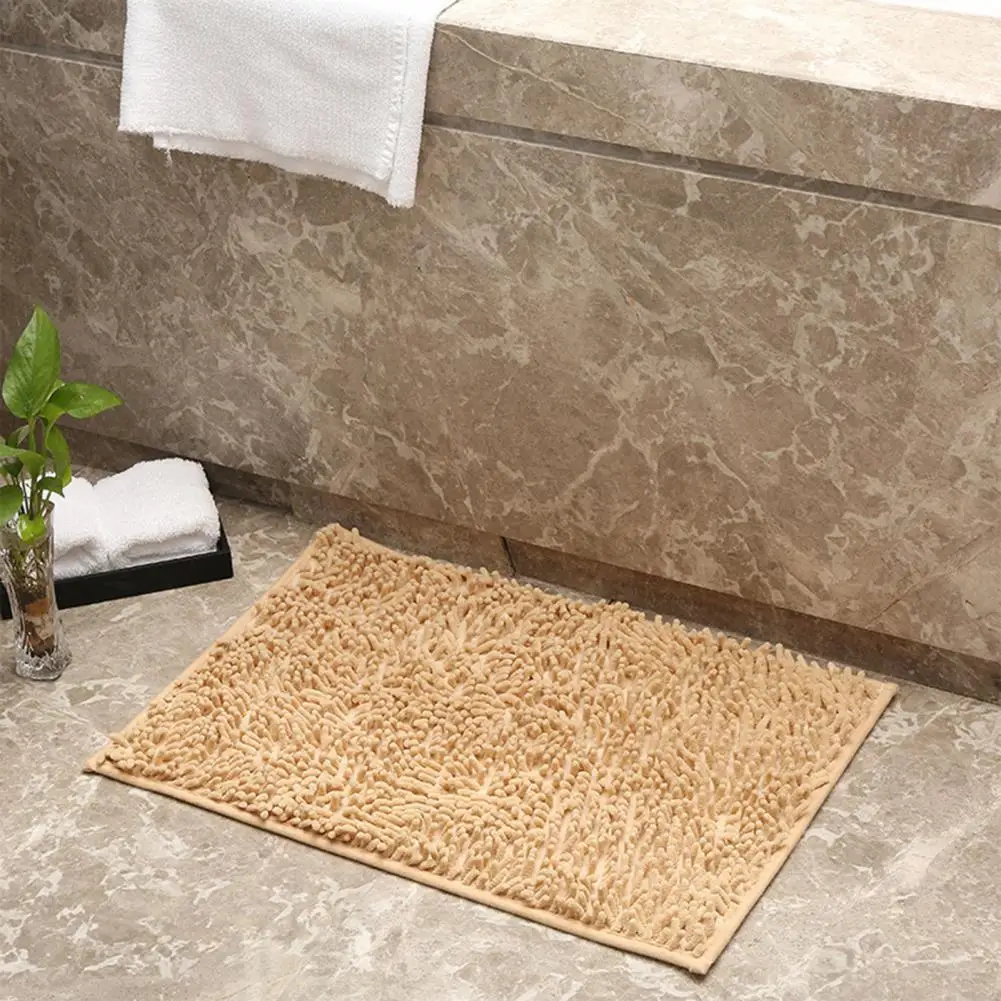 Bathroom Chenille Rug Quick-drying Chenille Bathroom Rug with Long Hair Anti-slip Kitchen Carpet for Bedroom Sink for Quick