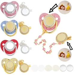 Customization Baby Pacifier Luxury Rhinestone Blank Pacifier Clips Chain Sublimation Pacifier Infant Dummy Baby Shower Gifts