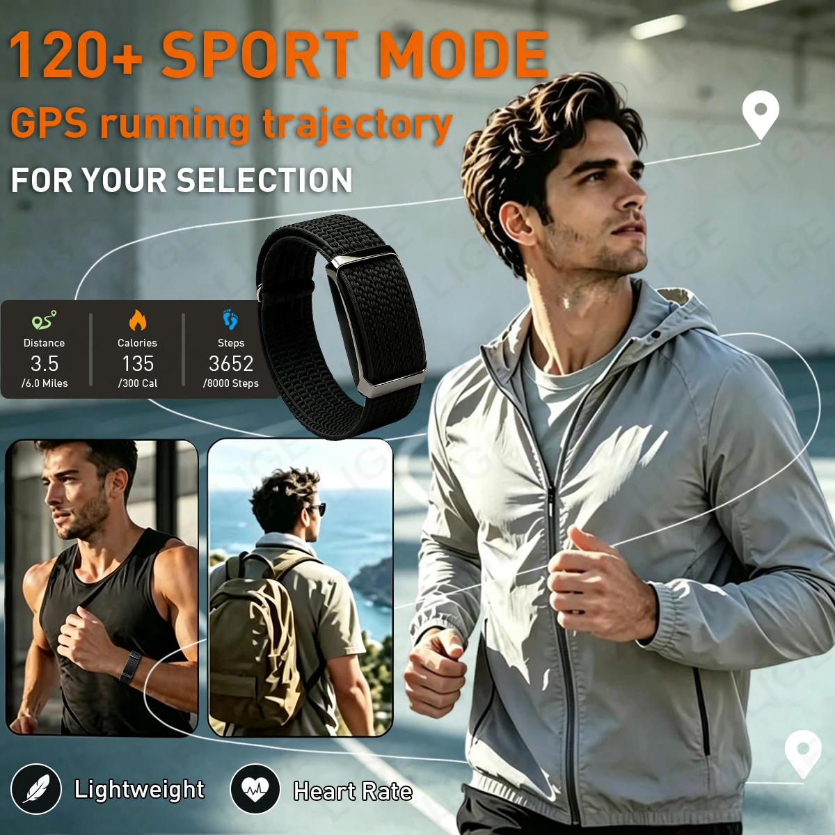 LIGE 2026 Smart Watch GPS Sports Band Men Women Fitness Bracelet Heart Rate SpO2 Stress Monitor Waterproof Multifunction Watches