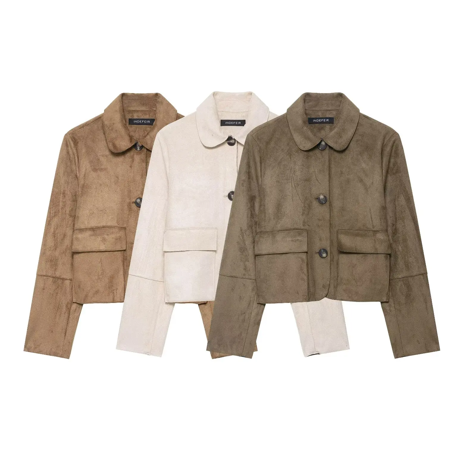 

2025 Fall/Winter New Vintage Women's Collection Fashionable Customized Neckline Single-Button Long-Sleeve Cropped Jacket