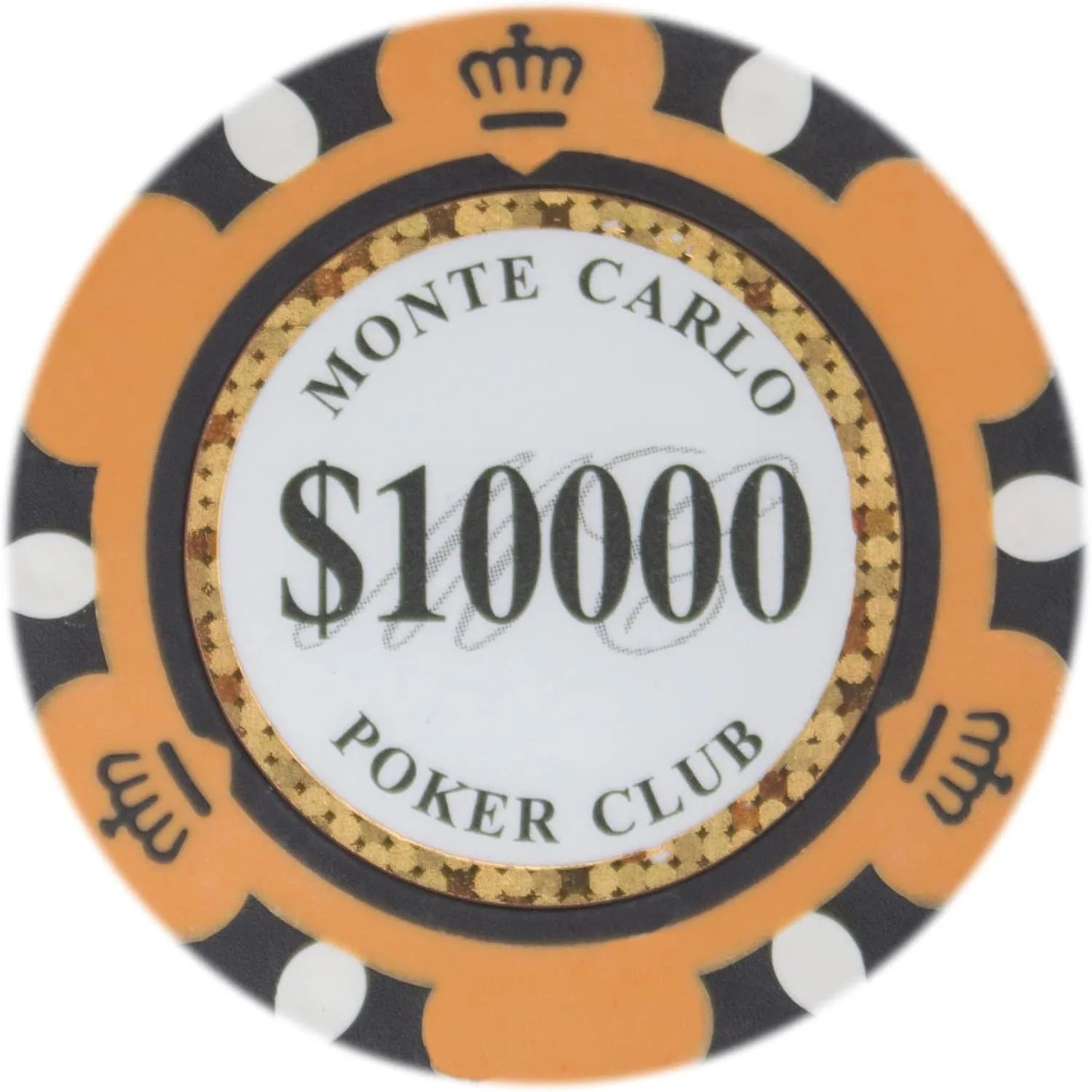 Monte Carlo Premium Poker Chips (50-Pack) Heavyweight 14-Gram Clay Composite ($10,000 Orange)