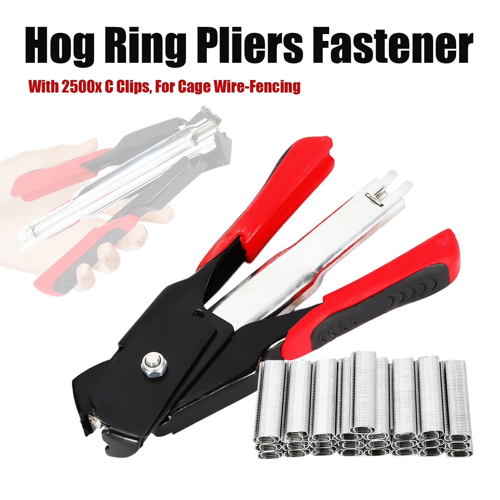 

Hog Ring Pliers Tool Fastening Bird Chicken Mesh Cage Wire Fence Crimping Tool Fence Fastener Staple Nailer for Pigpen Birdcage