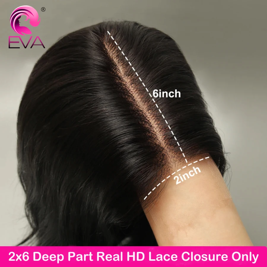 Eva 2x6 HD penutupan renda hanya rambut lurus 2x6 belahan dalam HD renda penutup Frontal sebelum dipetik penutup rambut manusia untuk wanita