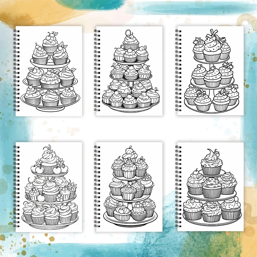 Deluxe Cupcakes Adult Coloring Book - 8.3x 11.2 Inch 32 Page Coloring Book - Helps Reduce Stress and Ease Emotions