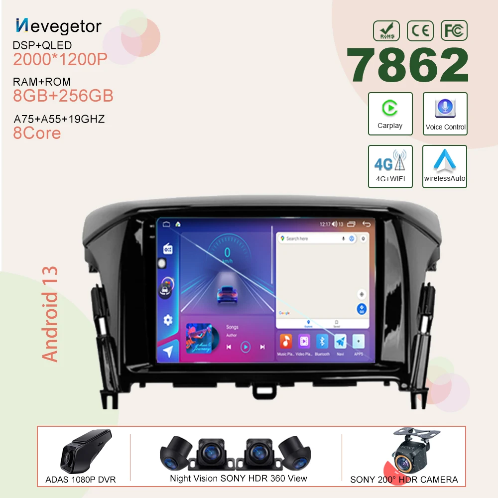 

Android 13 For Mitsubishi Eclipse Cross 1 2017- 2021 Car dvd auto radio stereo head unit multimedia player GPS navigation Screen