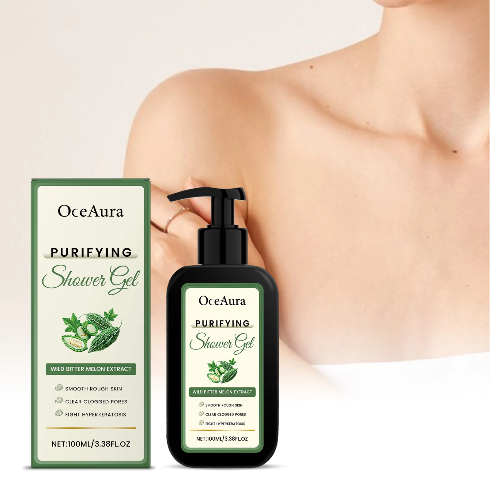 

Bitter Gourd Shower Gel Anti Acne Oil Control Deep Cleansing Pores Relieve Itch Redness Lasting Hydrating Refreshing Shower Gel