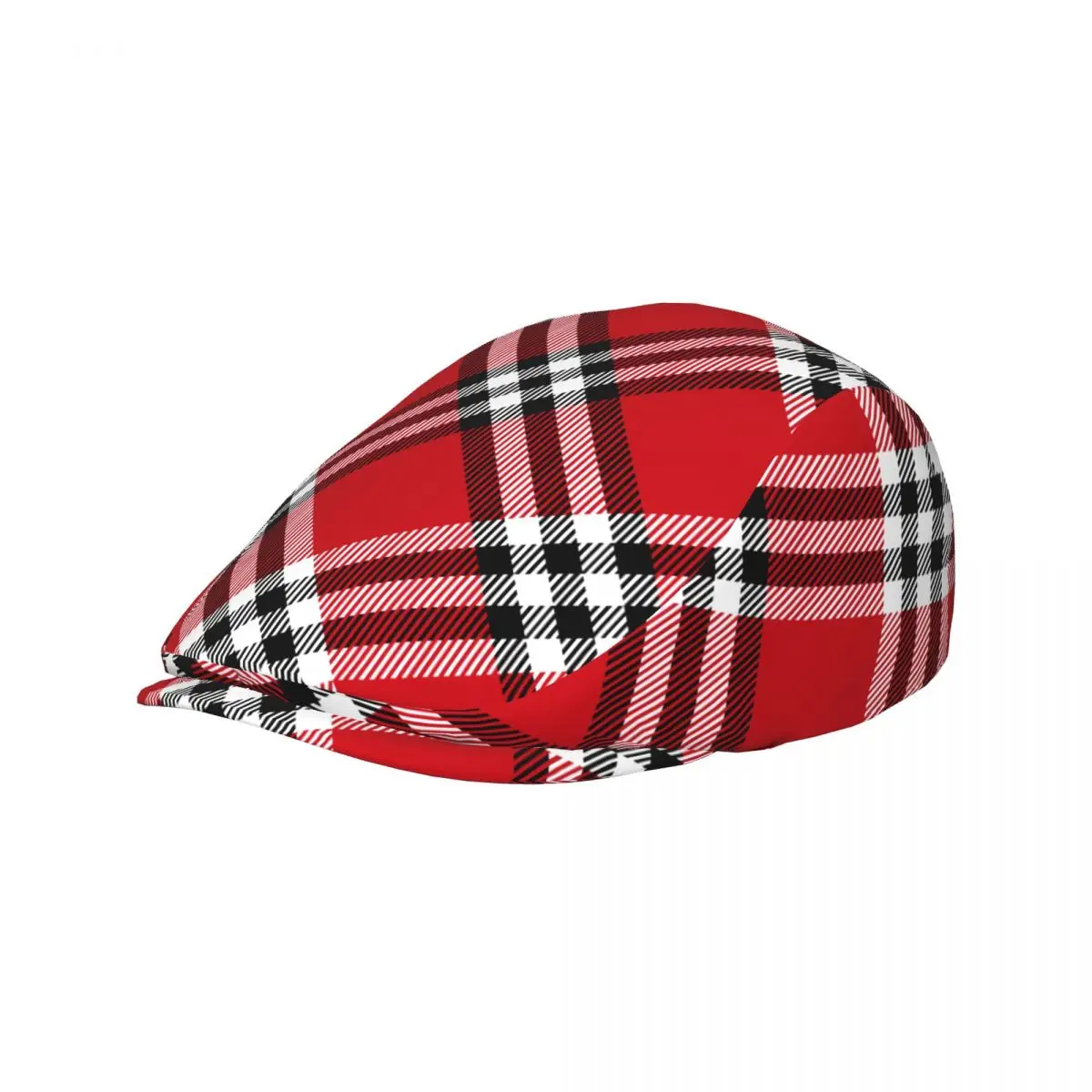British Gatsby Newsboy Cap For Adults Tartan Red And Black Plaid Flat Peaked Cap Autumn Winter Beret Hat