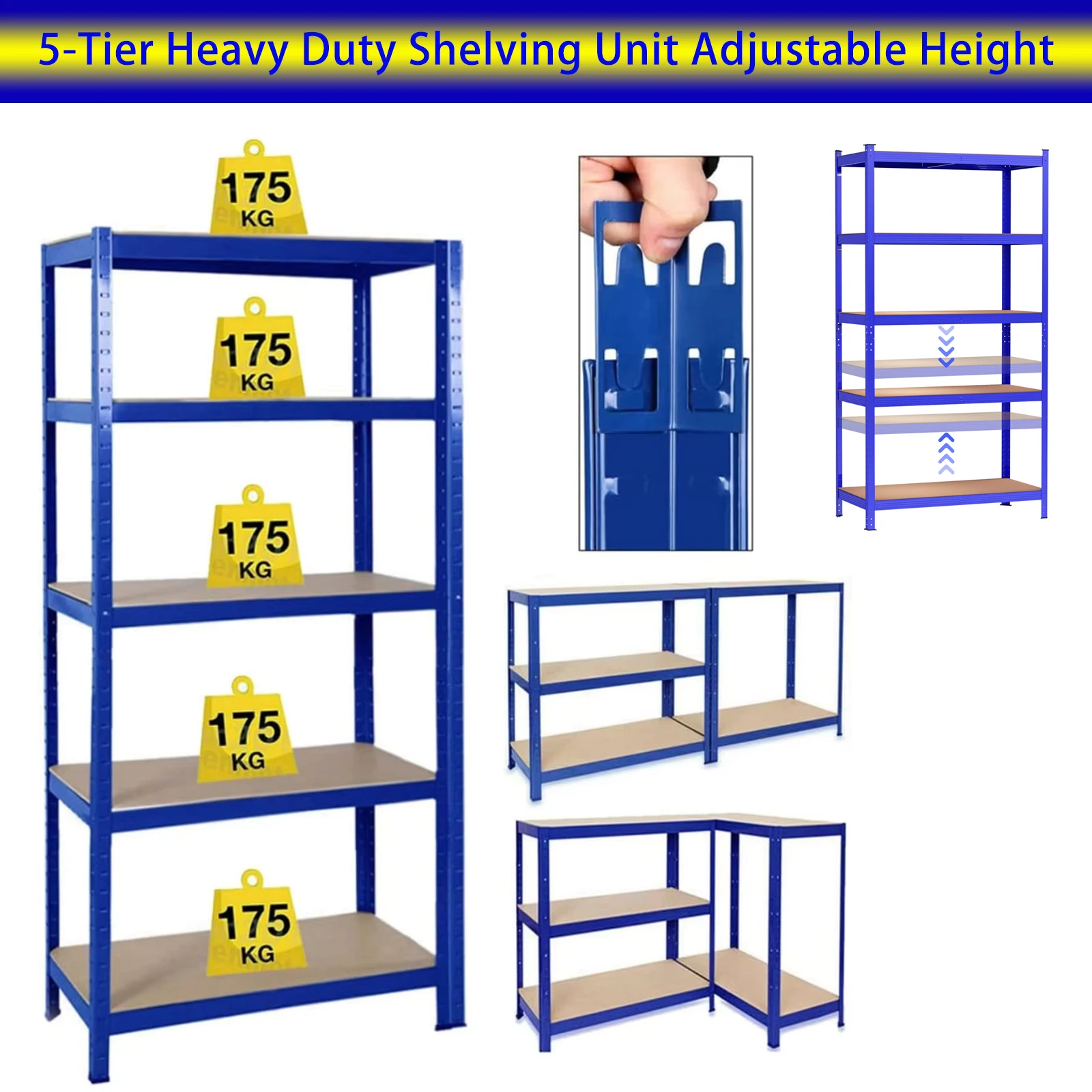BRIEFNESS Workshop organiser Office storage shelf Multi-purpose shelf Blue 5-shelf shelf Can be used as bookshelf Display shelf