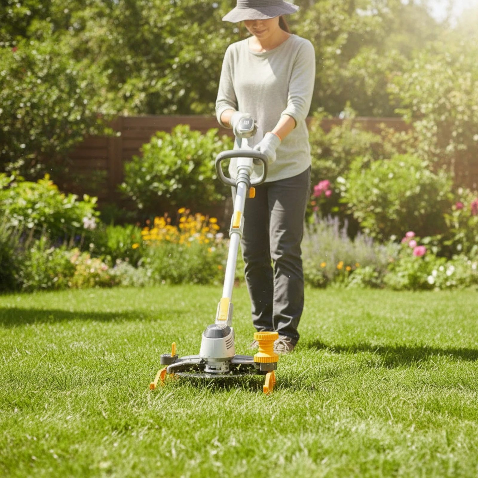 Undergrowth Trimmer with Wheels Ergonomic Grass Trimmer with Wheels Cordless Undergrowth Wacker Rechargeable Yard Tool Portable