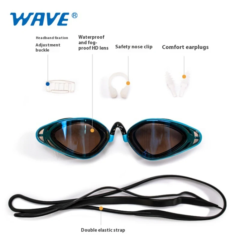 WAVE Professional Folding Adult Swimming Goggles Swimming Training Competition Silicone Electroplated Swimming Goggles