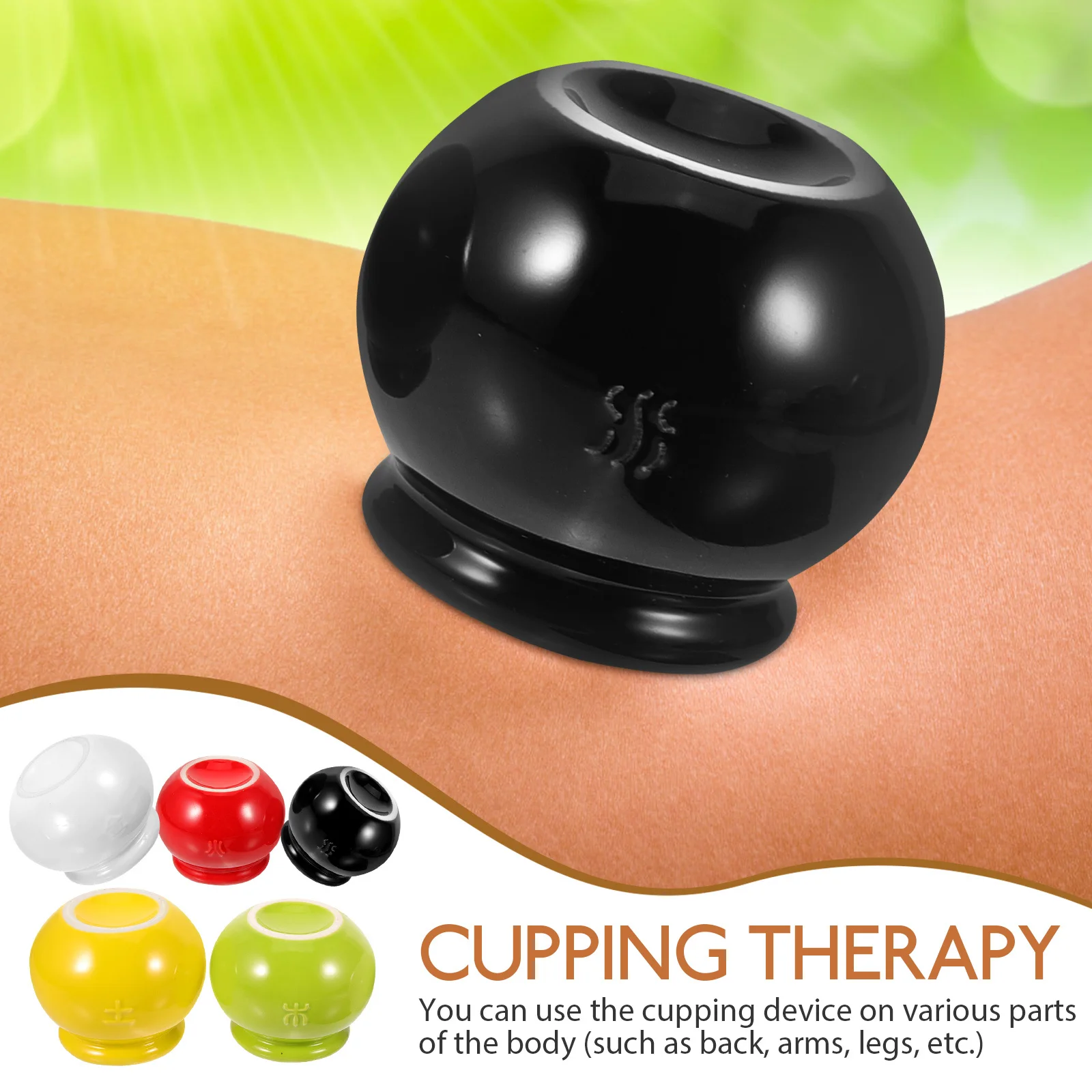 

5Pcs Ceramic Cupping Cups Fire Therapy Thickened Suction Cups Muscle Relaxation Back Body Cupping Supplies Back Suction Cup