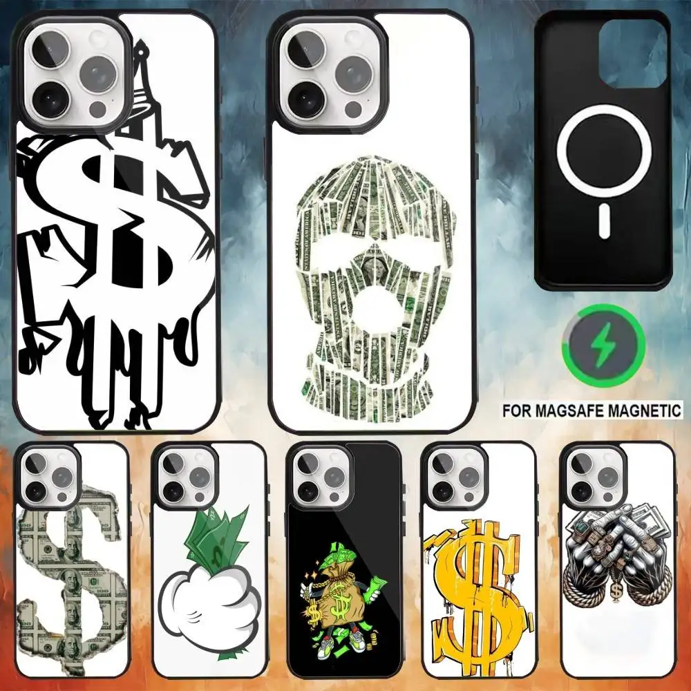 

COOL Graffiti M-Money P-Pattern Phone Case For iPhone17,16,15,14,13,12,11 Plus,Pro Max Magnetic For Magsafe Wireless Charging
