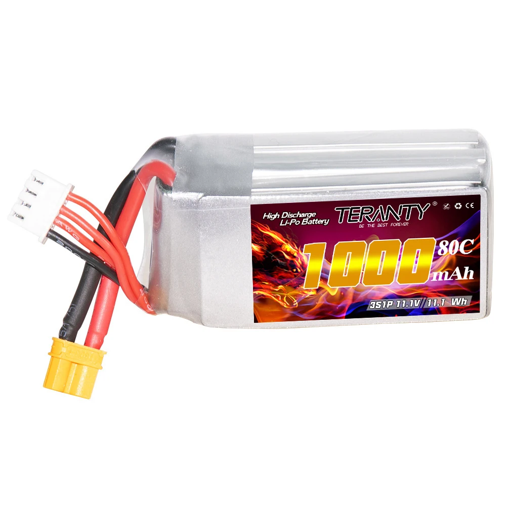 بطارية ليبو TERANTY 3S 11.1V 80C/160C 1000mAh، مناسبة لبطارية الكاميرا الجوية لطائرة هليكوبتر RC كوادكوبتر FPV للسباق بدون طيار