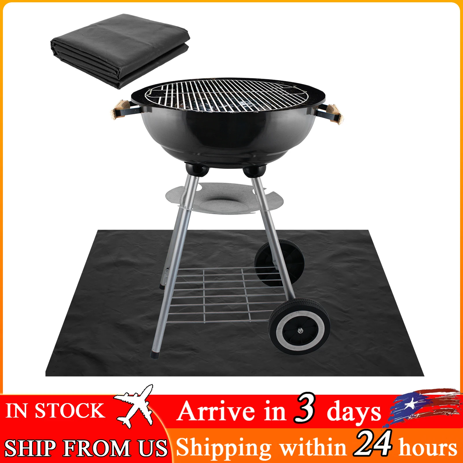 Fireproof Grill Pad Foldable Fire Pit Mat Heat Resistant Square Barbeque Protective Mat Portable Lawn Terrace Grill Rug Reusable