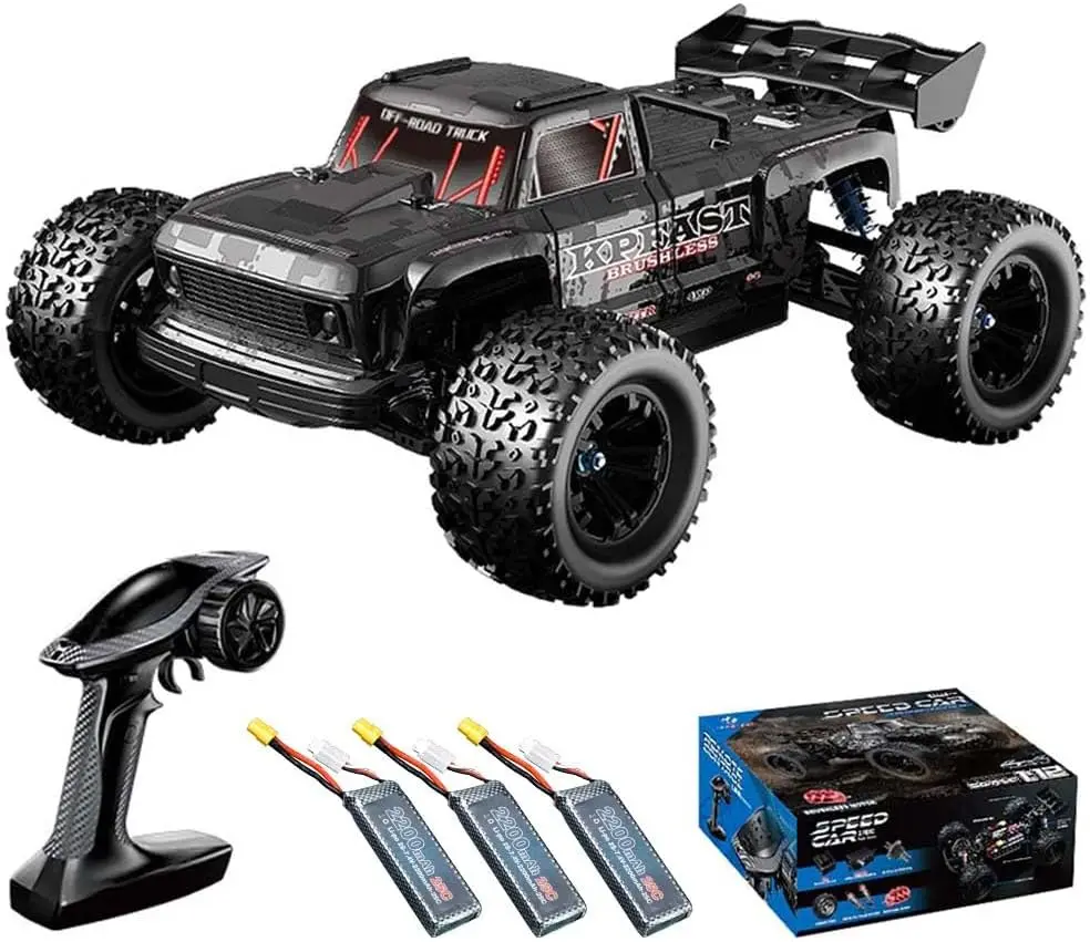 Remote Controlled Car for Adults 1:12 4WD Off Road Race Buggy, 70 km/h High Speed Brushless RC Drift Racing Car, 3 Batteries, Black