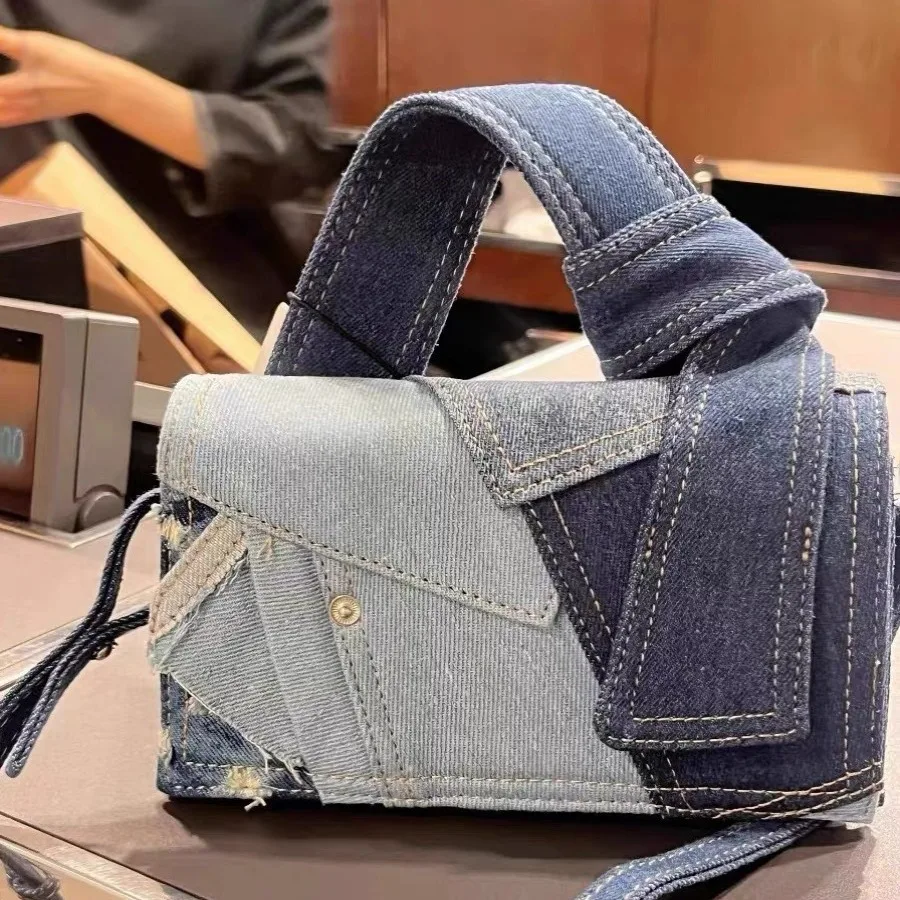 

Denim Bag Patchwork Fashion Hasp Korean All-match Casual Shoulder Bag Handbag Pures and Bags Crossbody Girls Bag