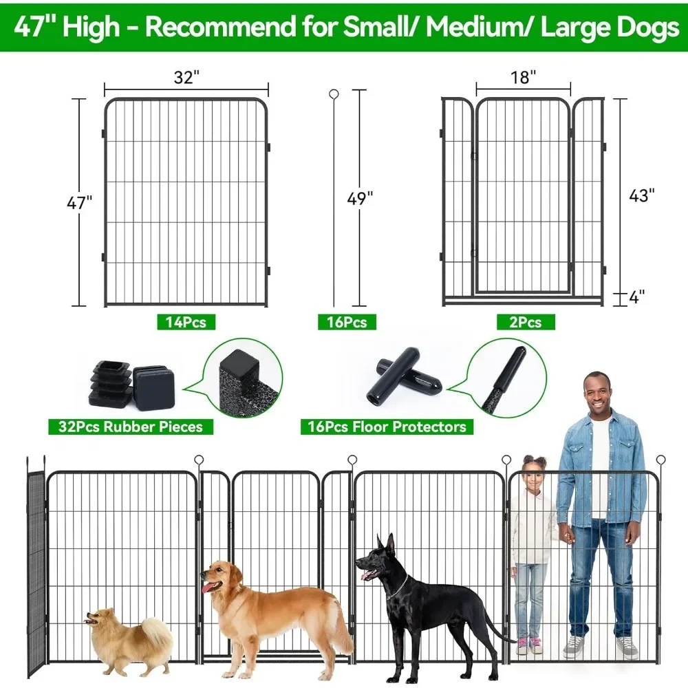 Dog Playpen Outdoor Extra Wide 16 Panels Heavy Duty Dog Fence 47