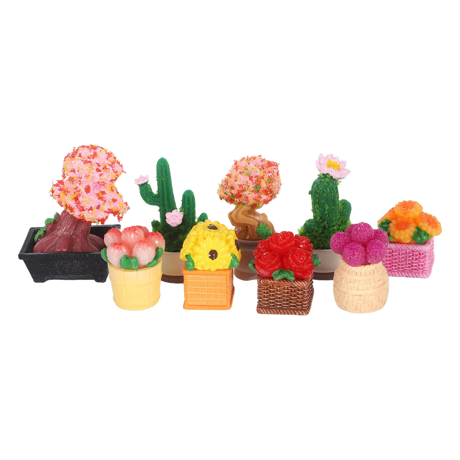 

9Pcs Mini Resin Succulent Plants Artificial Greenery Bonsai for DIY Micro Landscape Decor Dollhouse Miniature Potted Plants Tiny