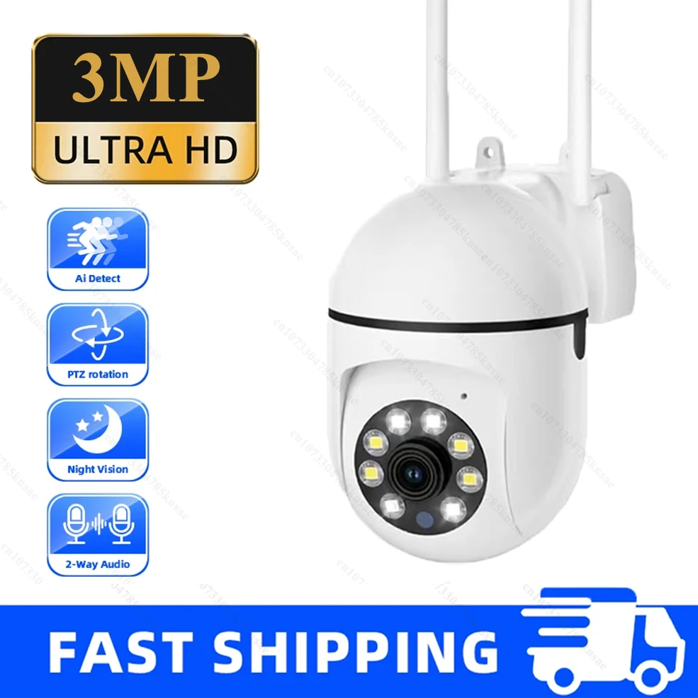 PTZ WiFi IP Camera Security Video Surveillance Camera Outdoor 4X Zoom Cameras AI Human Tracking Two-way Audio Night Color Cam