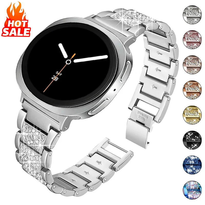 Damen-Diamantband für Samsung Galaxy Watch 8 40/44 mm, 8 klassisches 46 mm Metallarmband für Galaxy Watch Ultra 47 mm, Luxusgürtel