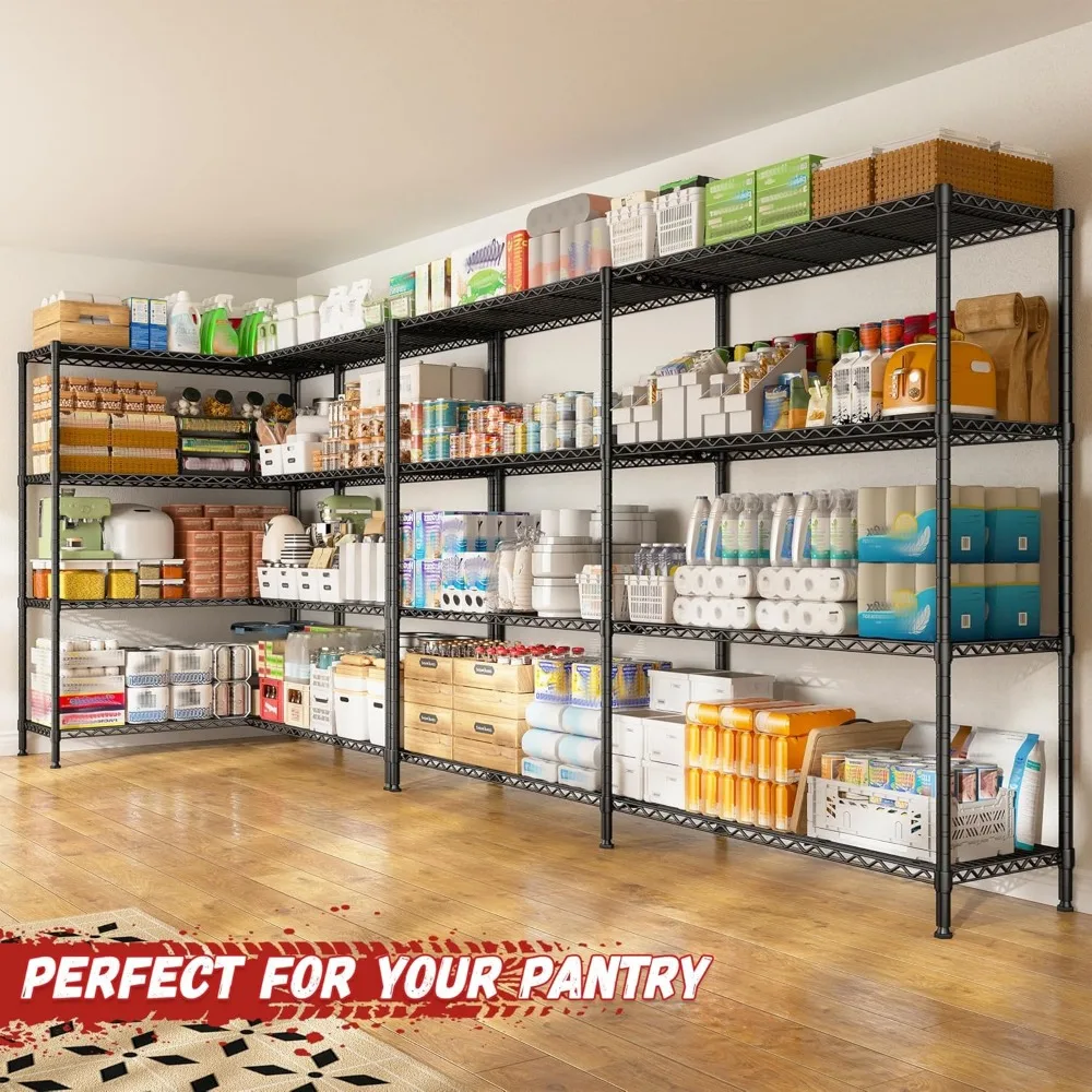 Сверхмощный регулируемый 4-х уровневый стеллаж из металлической проволоки для стеллажей для хранения — емкость 1250 фунтов, 69,8 Ш x 69,8 Г x 71,6 В дюймов